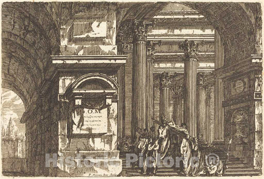 Art Print : Pierre Moreau, The Entrance of a Temple - Vintage Wall Art