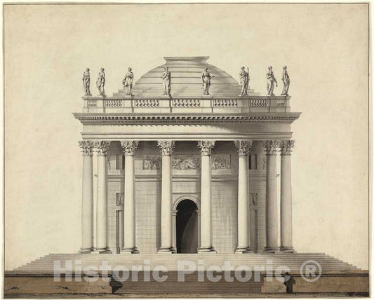 Art Print : Louis Gustave Taraval, A Classical Temple, c. 1780 - Vintage Wall Art