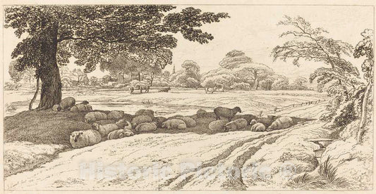 Art Print : John Linnell, Sheep at Noon, 1818 - Vintage Wall Art