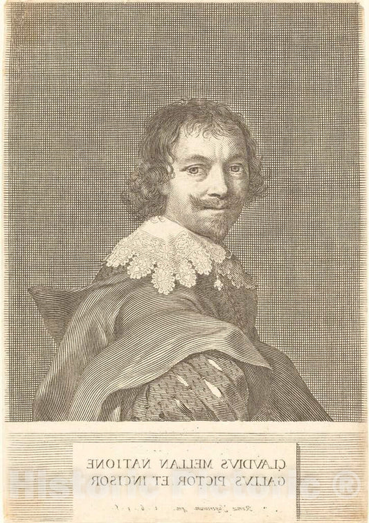 Art Print : Claude Mellan, Self-Portrait, 1635 - Vintage Wall Art