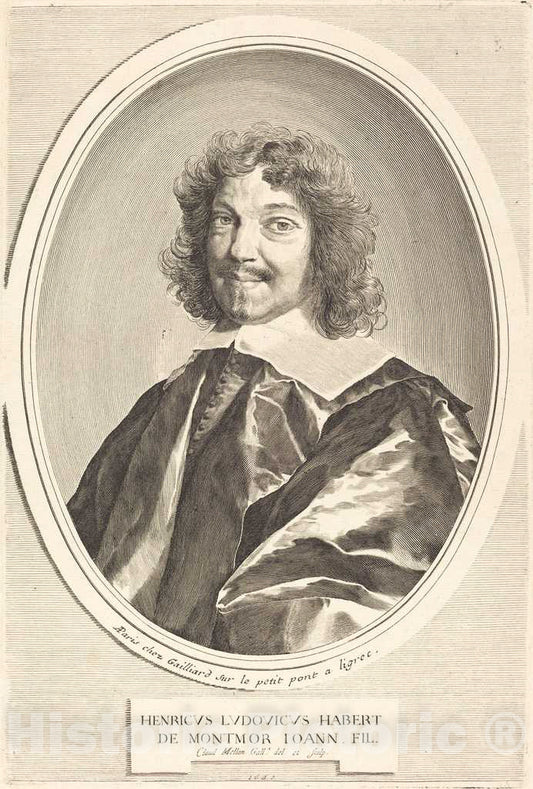 Art Print : Claude Mellan, Henri-Louis Habert de Montmor, 1640 - Vintage Wall Art