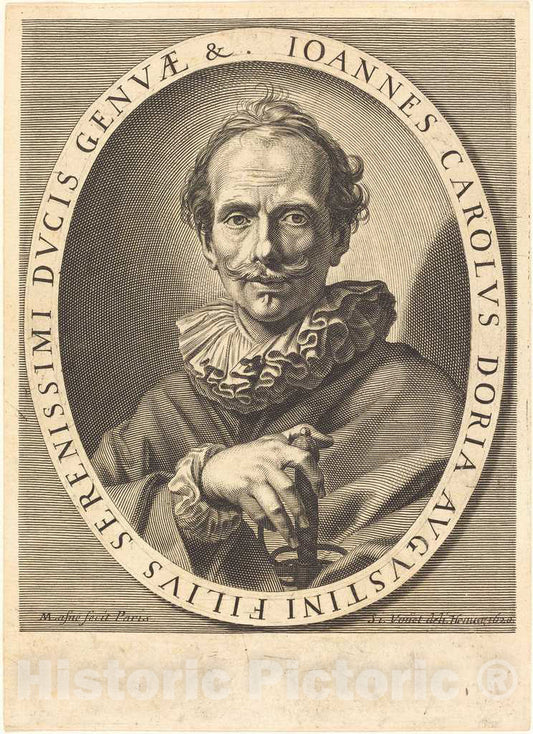 Art Print : Michel Lasne After Vouet, Jean Charles Doria, 1620 - Vintage Wall Art