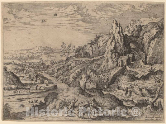 Art Print : Hieronymus Cock, Sacrifice of Abraham, 1551 - Vintage Wall Art