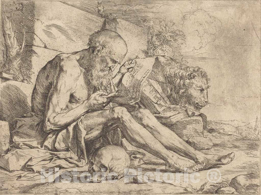 Art Print : Jusepe de Ribera, Saint Jerome Reading, c. 1624 - Vintage Wall Art