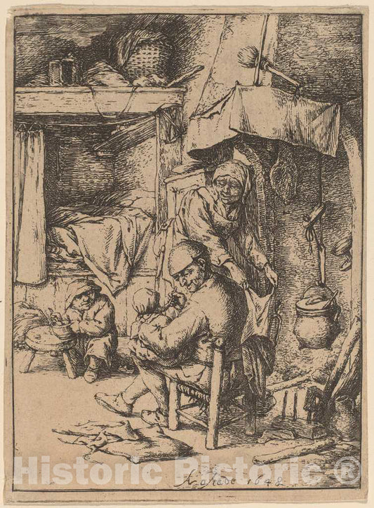 Art Print : Adriaen Van Ostade, The Pater Familias, 1648 - Vintage Wall Art