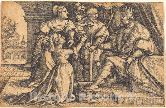 Art Print : Georg Pencz, The Judgment of Solomon - Vintage Wall Art