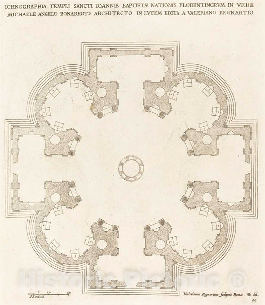 Art Print : Valerien Regnard, Ground Plan of The Church of Saint John The Baptist - Vintage Wall Art