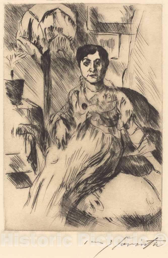 Art Print : Lovis Corinth, Interior with Woman (Interieur mit Frau), 1917 - Vintage Wall Art