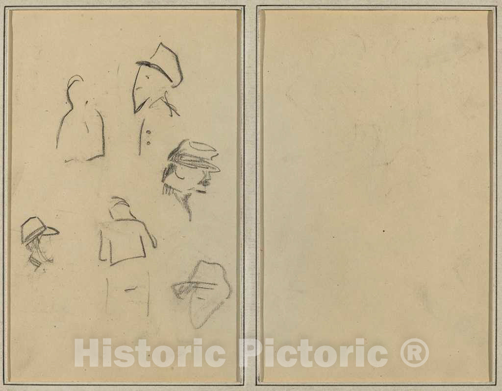Art Print : Paul Gauguin, Four Heads and Two Figures [Verso], 1884-1888 - Vintage Wall Art