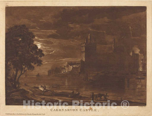 Art Print : Sandby, Caernarvon Castle (Night), 1776 - Vintage Wall Art