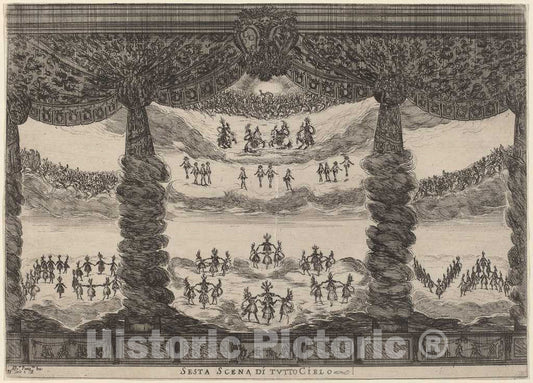 Art Print : Della Bella After Parigi II, Sesta Scena di Tutto Cielo, 1637 - Vintage Wall Art