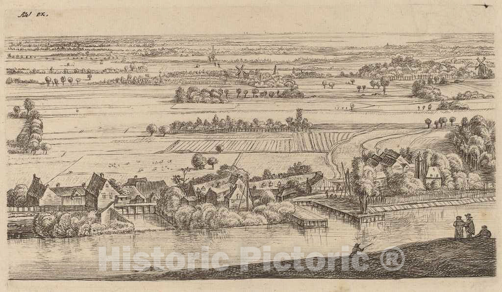 Art Print : Johannes Ruisscher, Village Beside a Canal, 17th Century - Vintage Wall Art