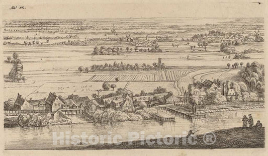 Art Print : Johannes Ruisscher, Village Beside a Canal, 17th Century - Vintage Wall Art