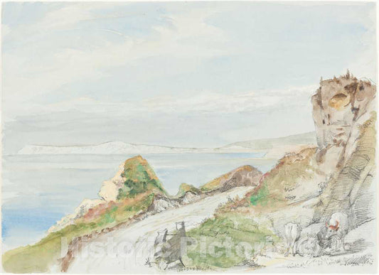 Art Print : Sir George Hayter, Freshwater Bay, Isle of Wight, 1839 - Vintage Wall Art