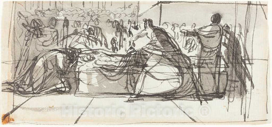 Art Print : Sir George Hayter, The Laying Out of Christ - Vintage Wall Art