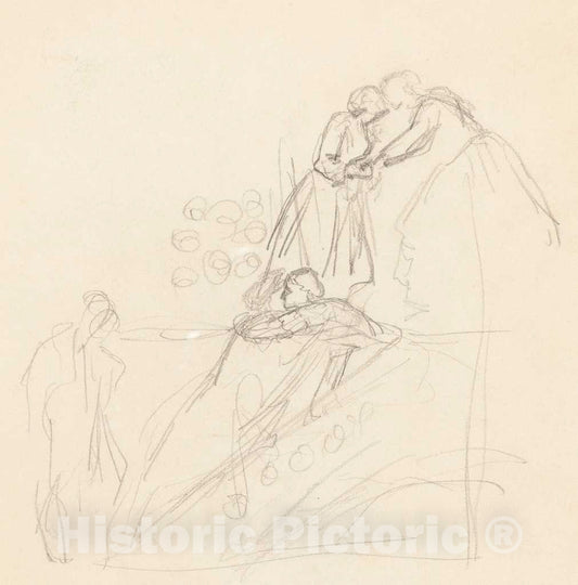 Art Print : Valentine Cameron Prinsep, Figure Studies [Verso] - Vintage Wall Art
