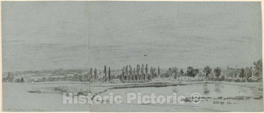 Art Print : William Turner of Oxford, Extensive Landscape with a Pond - Vintage Wall Art