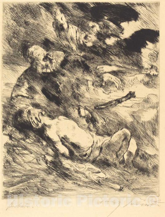Art Print : Corinth After Rembrandt, The Sacrifice of Isaac (Die Opferung Isaacs), 1920 - Vintage Wall Art