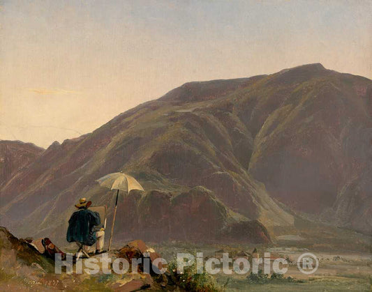 Art Print : Jules Coignet, View of Bozen with a Painter, 1837 - Vintage Wall Art