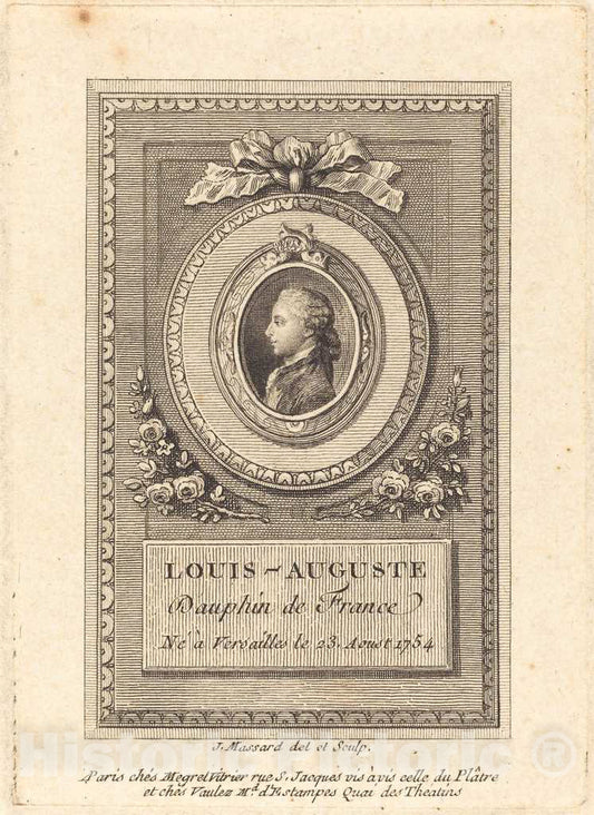 Art Print : Baptiste-Raphael-Urbain Massard, Louis-Auguste, Dauphin of France - Vintage Wall Art