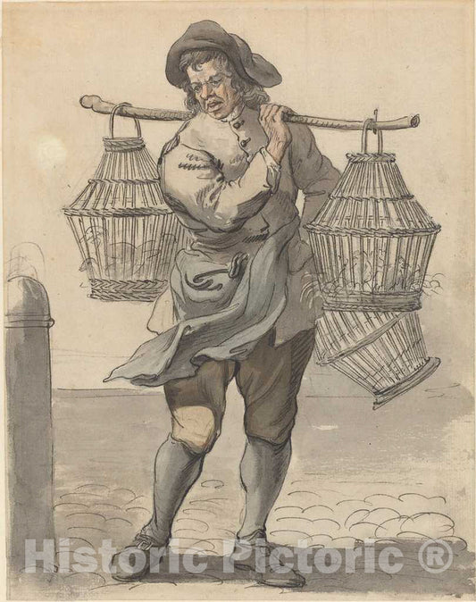 Art Print : Sandby, A Poultry Seller, c. 1759 - Vintage Wall Art