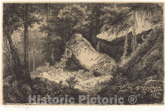 Art Print : EugÃ¨ne BlÃ©ry, Les roches blanches (White Rocks), 1849 - Vintage Wall Art