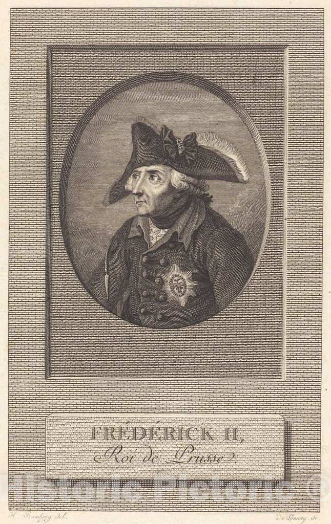 Art Print : Nicolas Delaunay After Johann Ramberg, Frederick The Great, King of Prussia - Vintage Wall Art