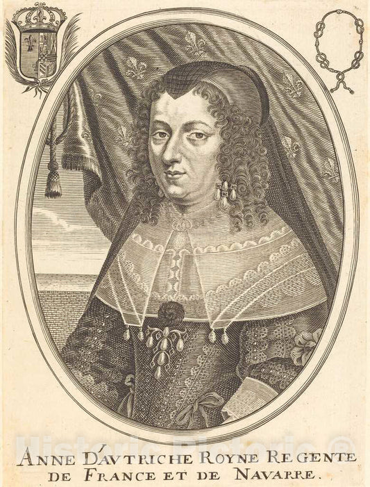 Art Print : Balthasar Moncornet, Anne of Austria - Vintage Wall Art