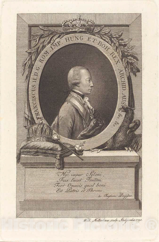 Art Print : Christian Wilhelm Ketterlinus, Francis II, Holy Roman Emperor, 1792 - Vintage Wall Art
