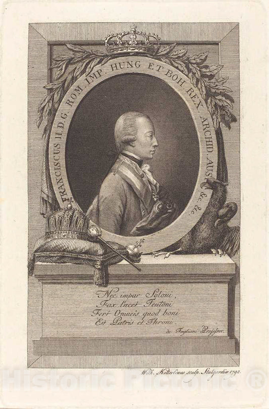 Art Print : Christian Wilhelm Ketterlinus, Francis II, Holy Roman Emperor, 1792 - Vintage Wall Art