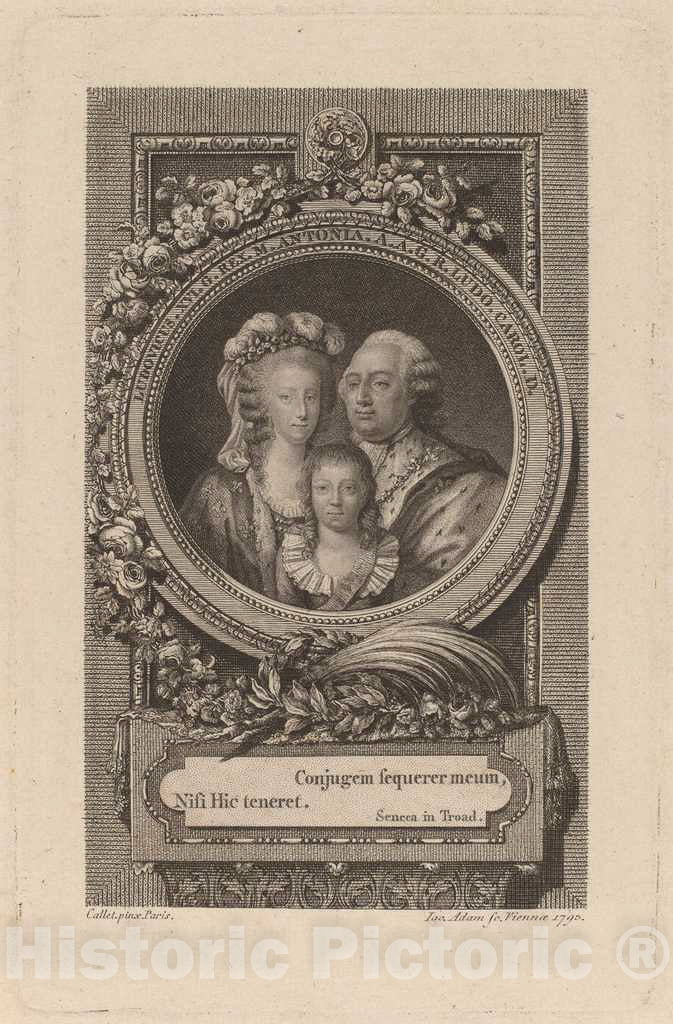 Art Print : Adam After Callet, Louis XVI, Marie-Antoinette, and Louis-Charles, 1793 - Vintage Wall Art
