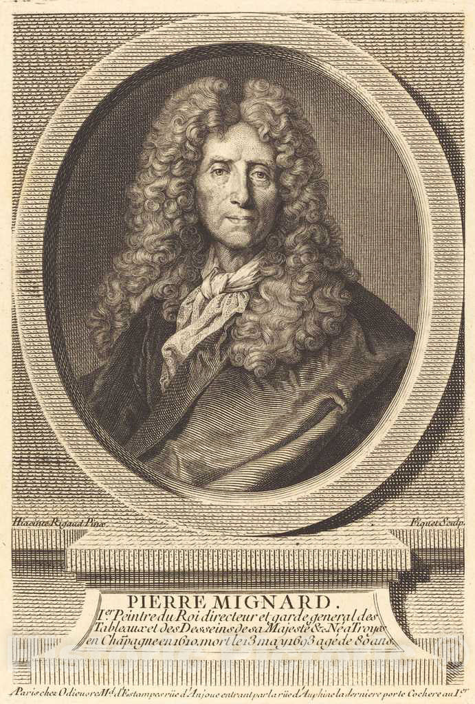 Art Print : Ficquet After Hyacinthe Rigaud, Pierre Mignard, c.1760 - Vintage Wall Art