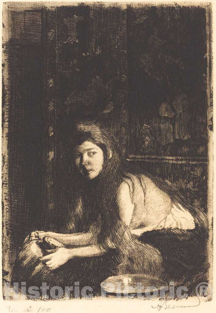 Art Print : Albert Besnard, Woman with a Vase (La Femme au vase), 1894 - Vintage Wall Art