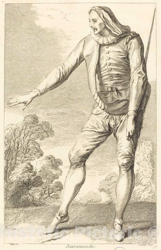 Art Print : Joullain After Gillot, Scaramouche, c. 1730 - Vintage Wall Art