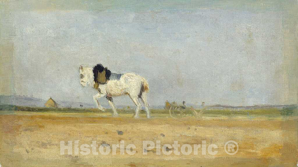 Art Print : Stanislas LÃ©pine, A Plow Horse in a Field, c.1872 - Vintage Wall Art