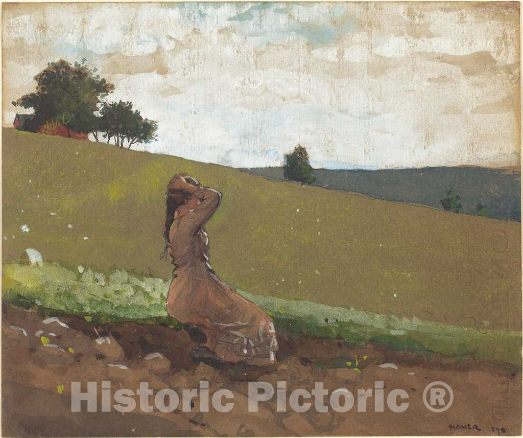 Art Print : Winslow Homer, The Green Hill, 1878 - Vintage Wall Art
