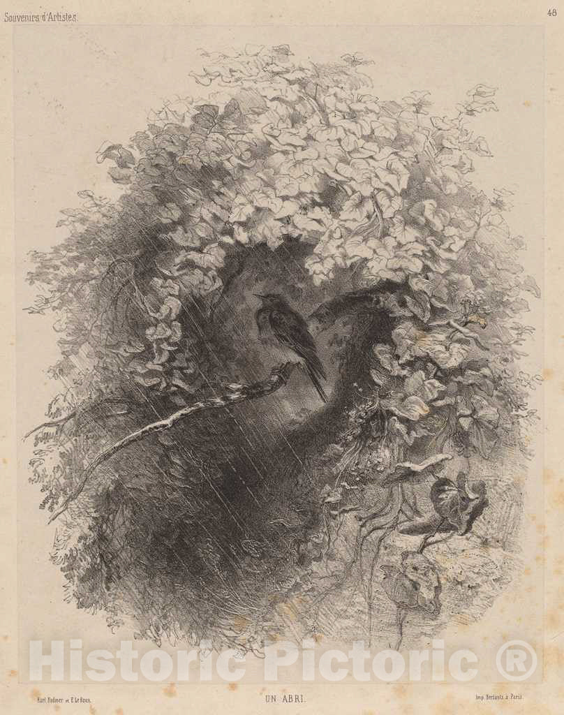 Art Print : Karl Bodmer, Un Abri (A Shelter), 1858 - Vintage Wall Art