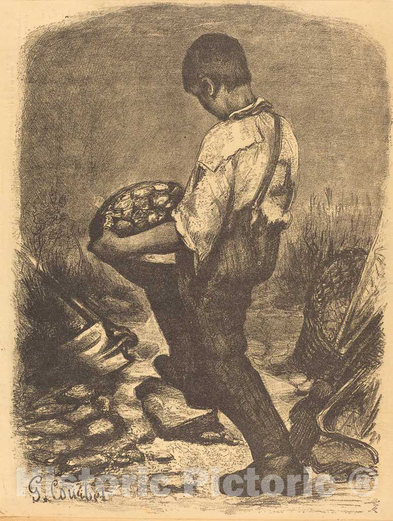 Art Print : Firmin Gillot After Courbet, The Stone Breaker, After 1849 - Vintage Wall Art