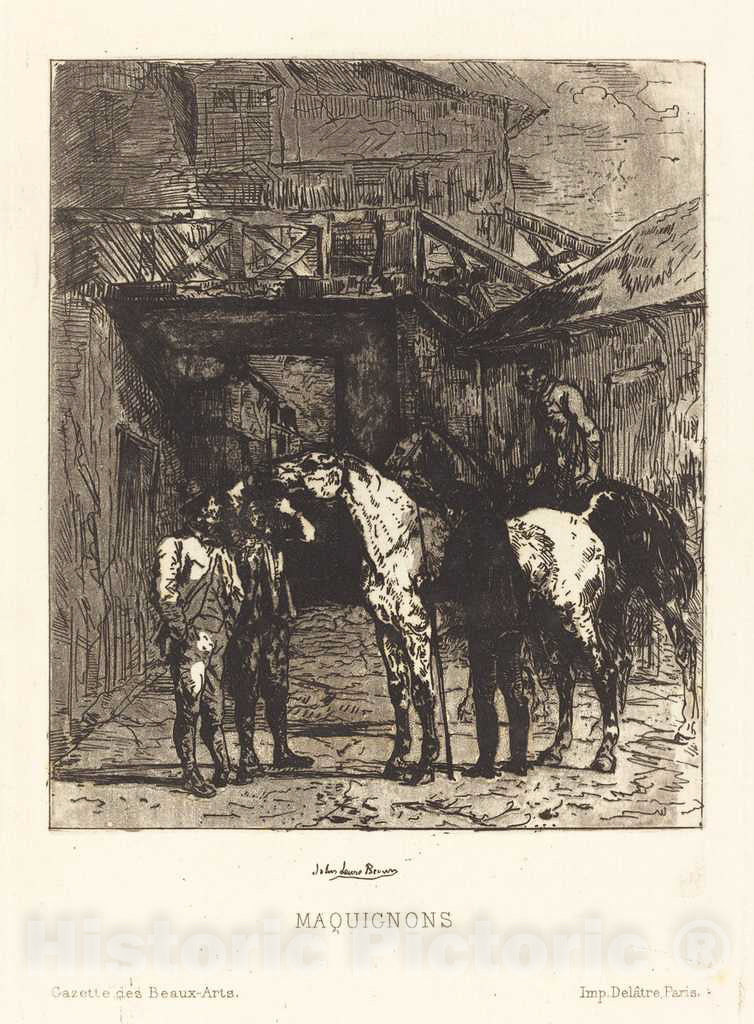 Art Print : John Lewis Brown, Maquignons (Horse Dealers) - Vintage Wall Art