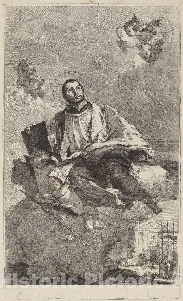 Art Print : Giovanni Domenico Tiepolo, Saint Gaetano of Thiene, 1757 or After - Vintage Wall Art