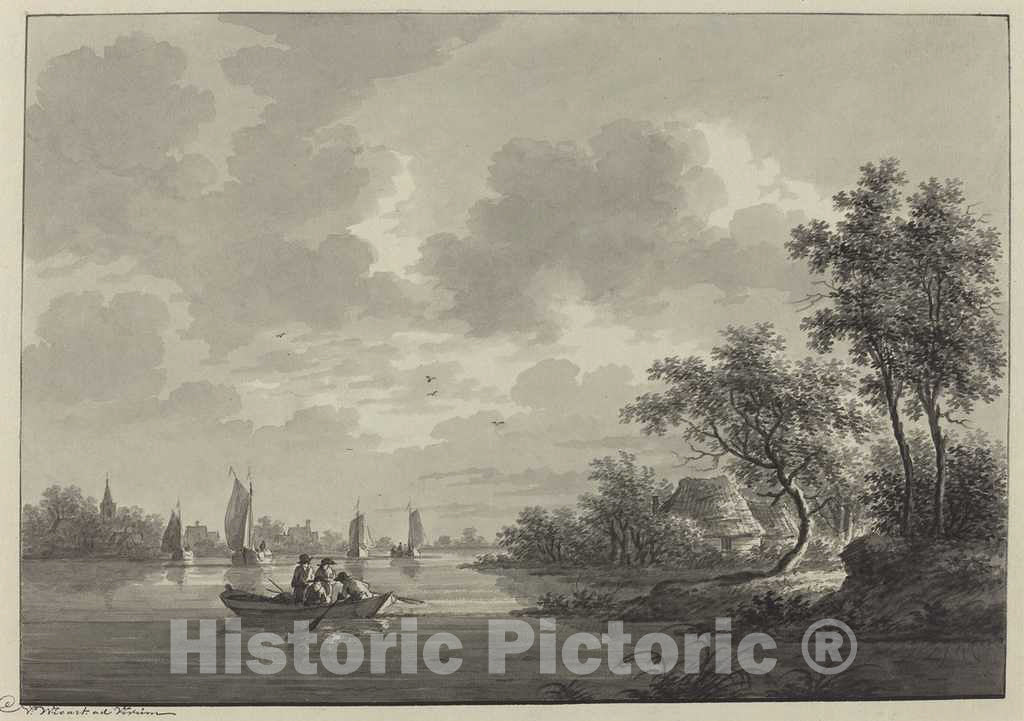 Art Print : Nicolaas Wicart, Ameide on The River Lek - Vintage Wall Art