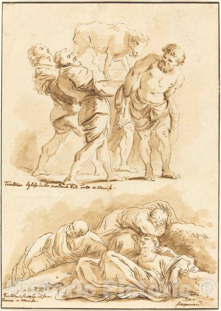 Art Print : Saint-Non After Fragonard, Worship of The Golden Calf and Christ on The Mount of Olives, 1775 - Vintage Wall Art