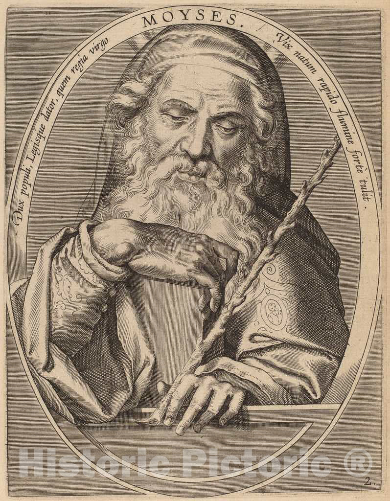 Art Print : Galle After Jan Van der Straet, Moses, 1613 - Vintage Wall Art