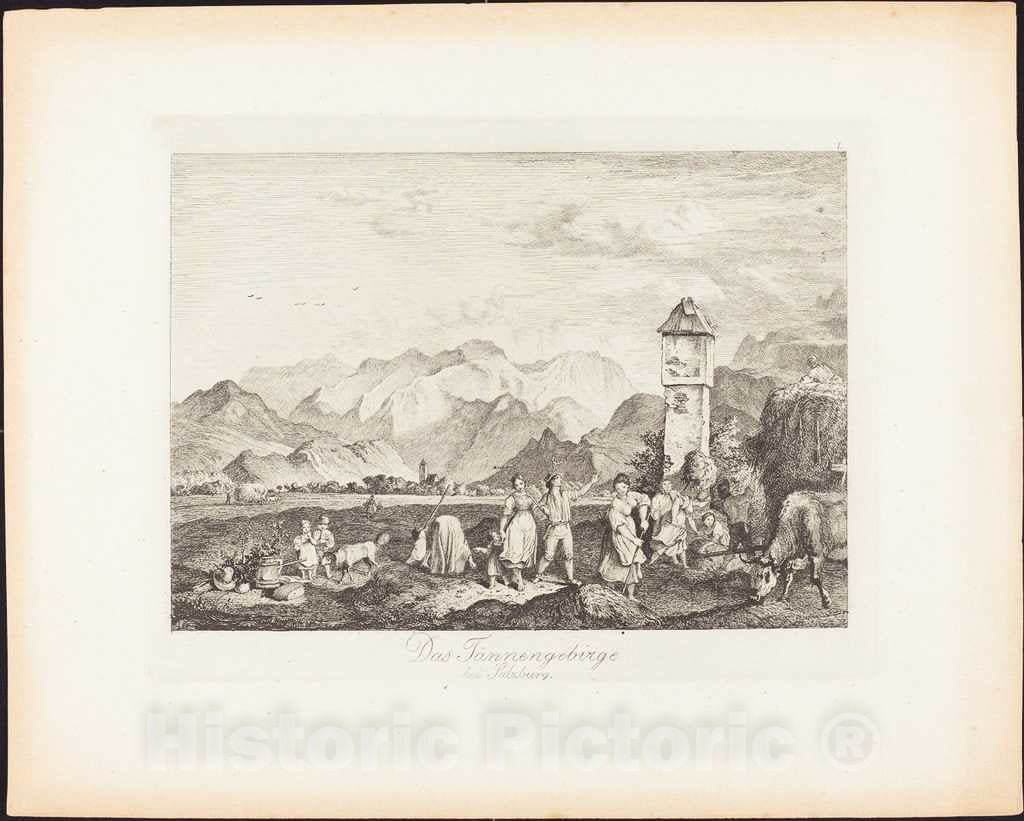 Art Print : Ludwig Richter, Das TÃ¤nnengebirge bei Salzburg (The TÃ¤nnengebirge Near Salzburg), 1830 - Vintage Wall Art