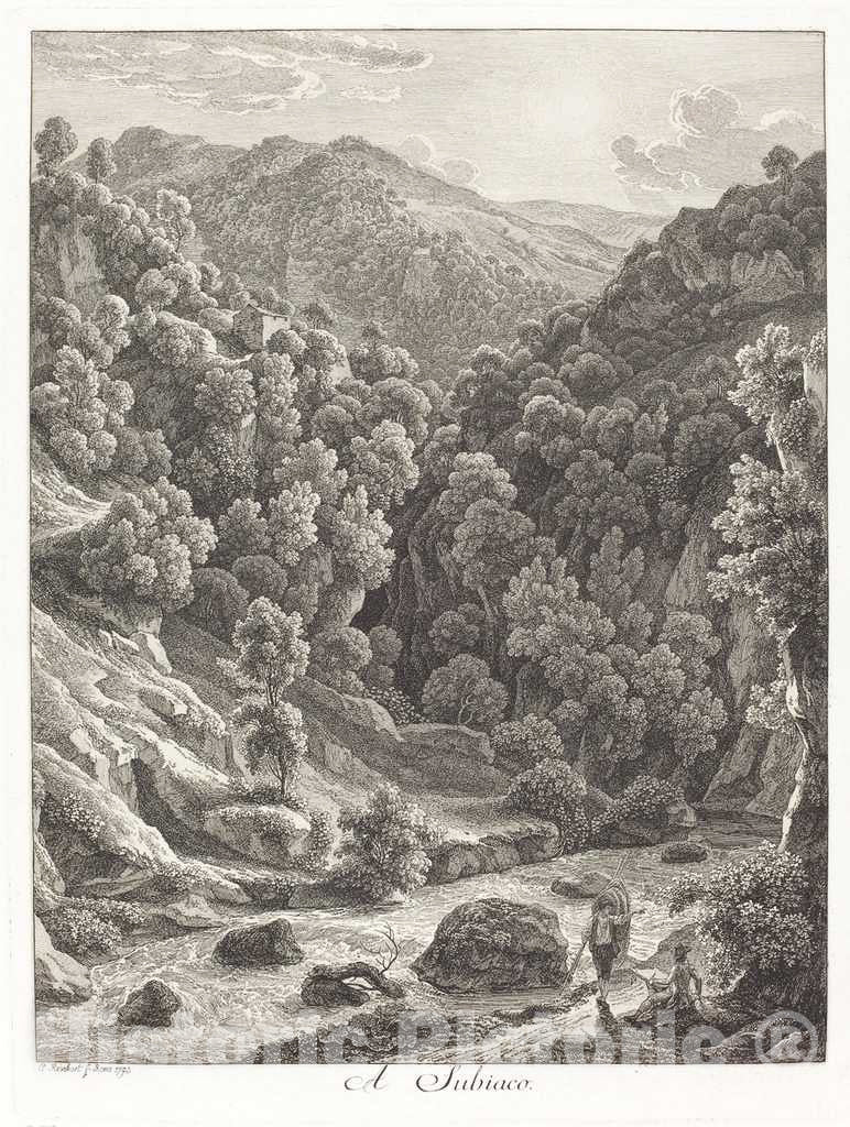 Art Print : Johann Christian Reinhart, A Subiaco (Near Subiaco), 1793 - Vintage Wall Art