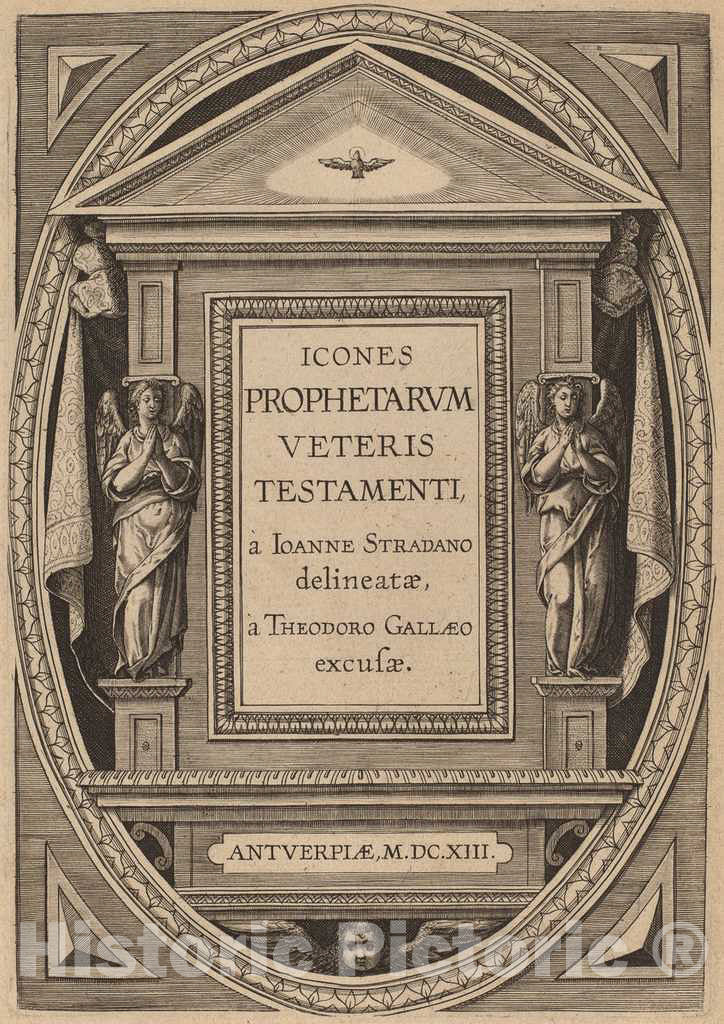 Art Print : Galle After Jan Van der Straet, Title Page, 1613 - Vintage Wall Art