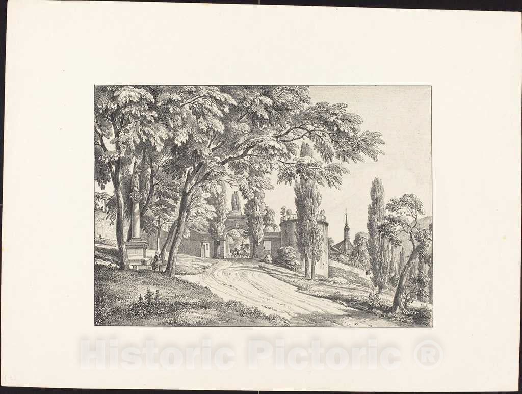 Art Print : Ernst Fries, Entrance to The Convent Courtyard, 1829 - Vintage Wall Art