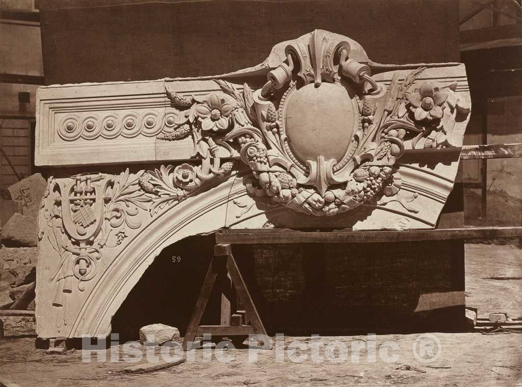 Art Print : Louis-Ã‰mile Durandelle, Ornamental Sculpture from The Paris Opera House (Arch Detail), 1865 - Vintage Wall Art