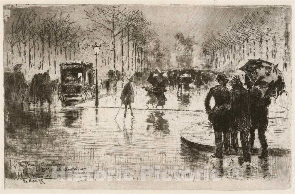Art Print : FÃ©lix-Hilaire Buhot, Le Retour des Artistes (The Return of The Artists), 1877 - Vintage Wall Art