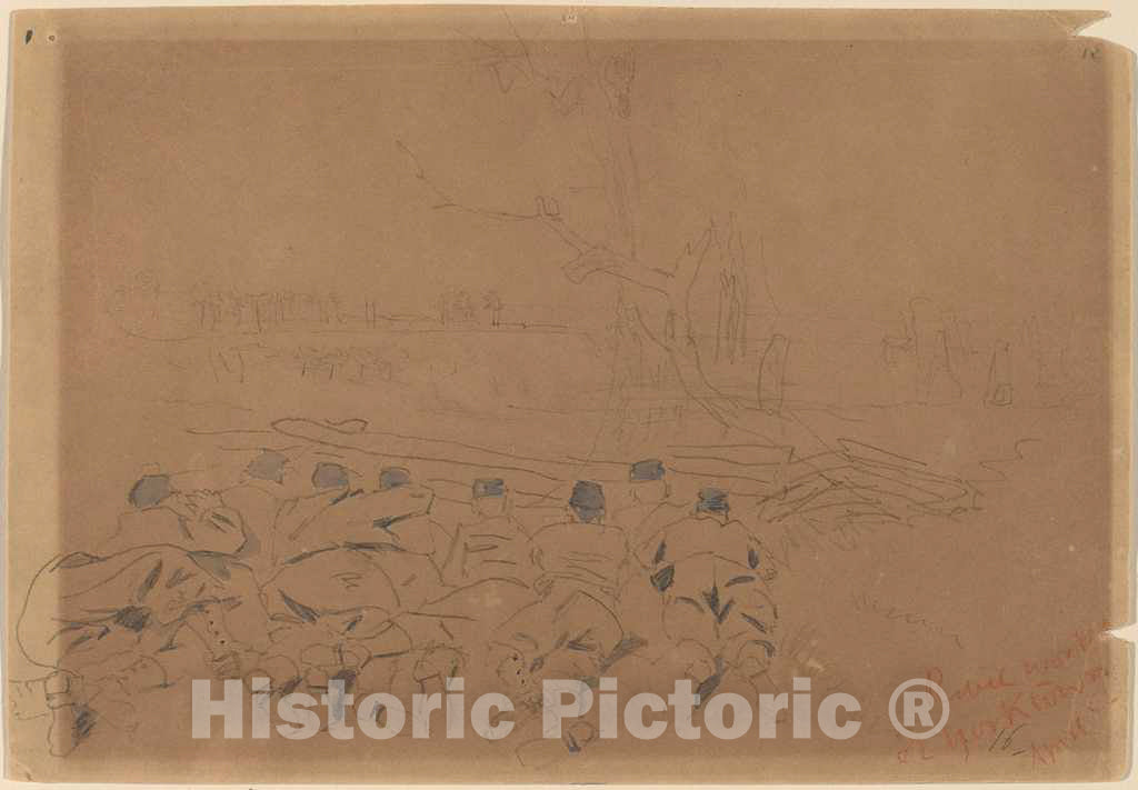 Art Print : Winslow Homer, Rebel Works at Yorktown, 1862 - Vintage Wall Art